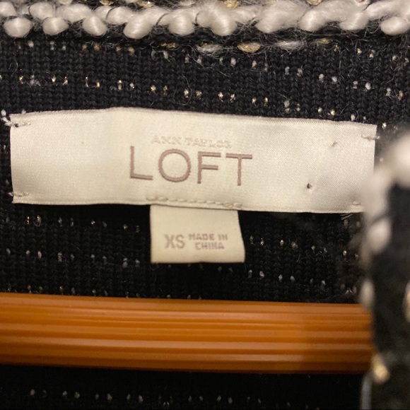 Loft Tipped Tweed Metallic Open Blazer Pocket XS - Picture 9 of 9